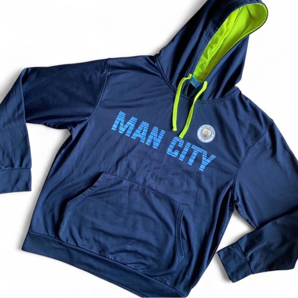 Manchester City Men's Blue Side Step Pullover Hoodie Sweatshirt